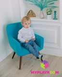 Детское мягкое кресло в стиле 60-х, бирюзовый 2