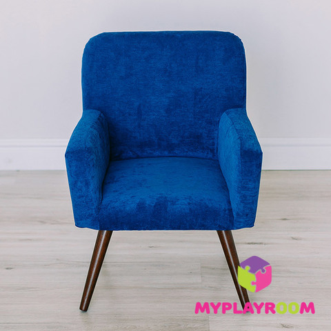Детское мягкое кресло в стиле 60-х, глубокий синий 3