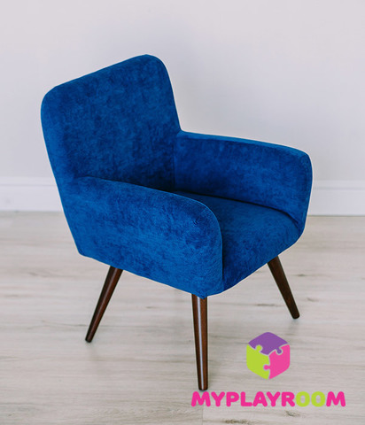 Детское мягкое кресло в стиле 60-х, глубокий синий 7