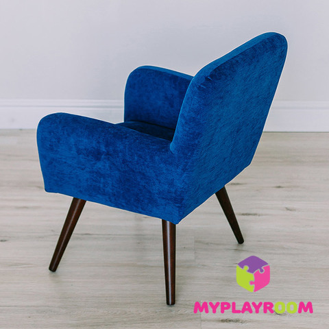 Детское мягкое кресло в стиле 60-х, глубокий синий 6