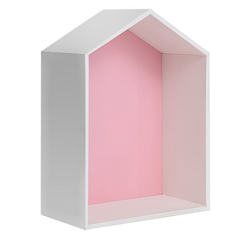 Полочка-домик для книг и игрушек, розовая 2