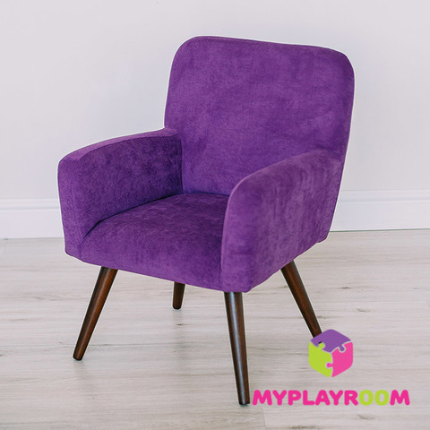 Детское мягкое кресло в стиле 60-х, фиолетовое 1