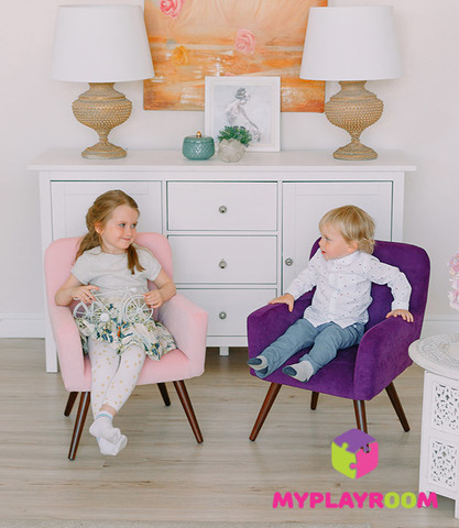 Детское мягкое кресло в стиле 60-х, фиолетовое 6