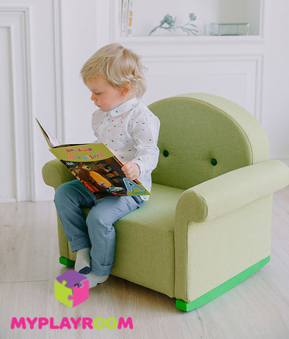 Детское мягкое кресло-качалка (мини-диванчик), зелёное 4